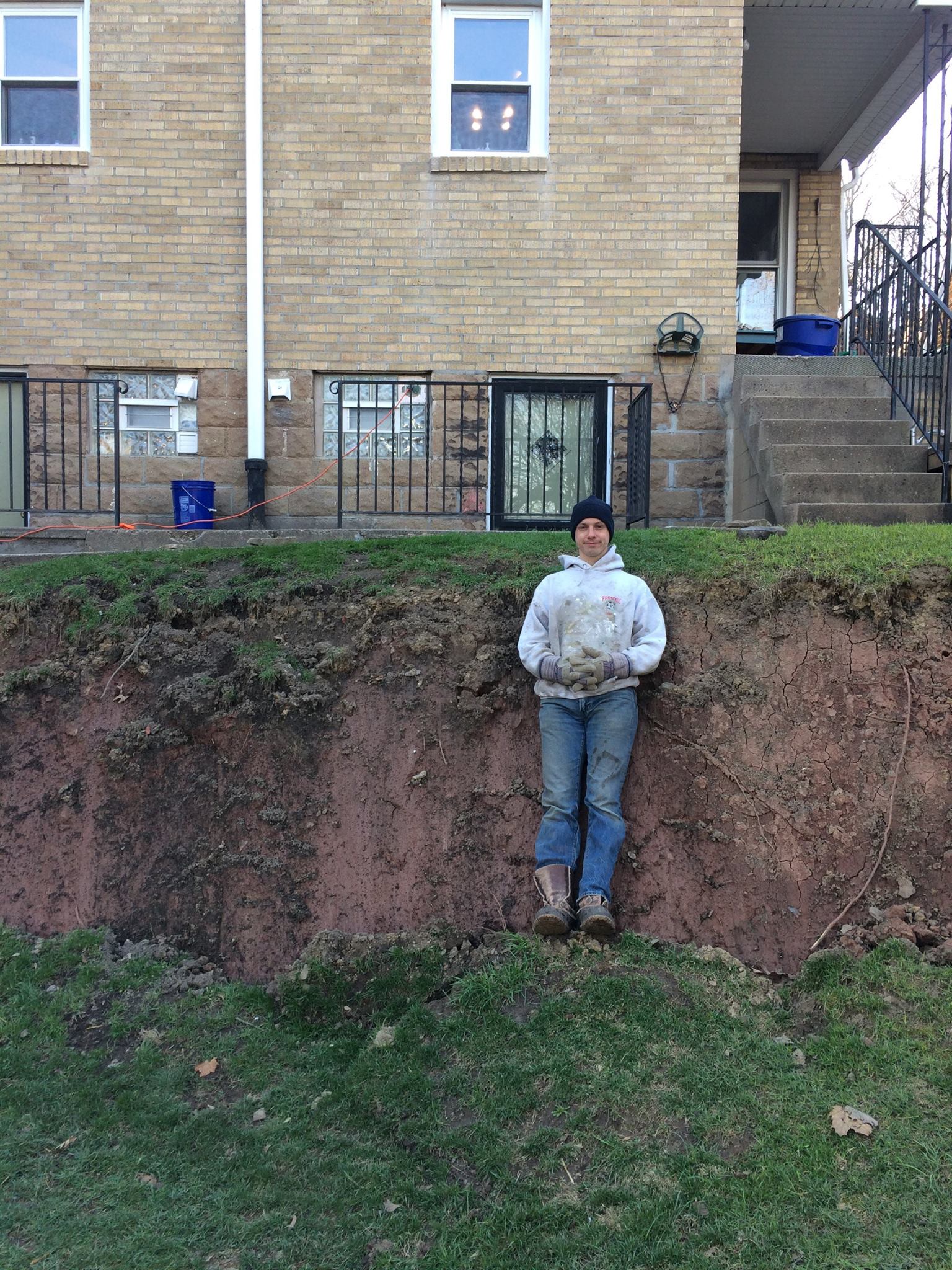 Our landslide fault line at 4 weeks. Approximately 5 ft vertical.